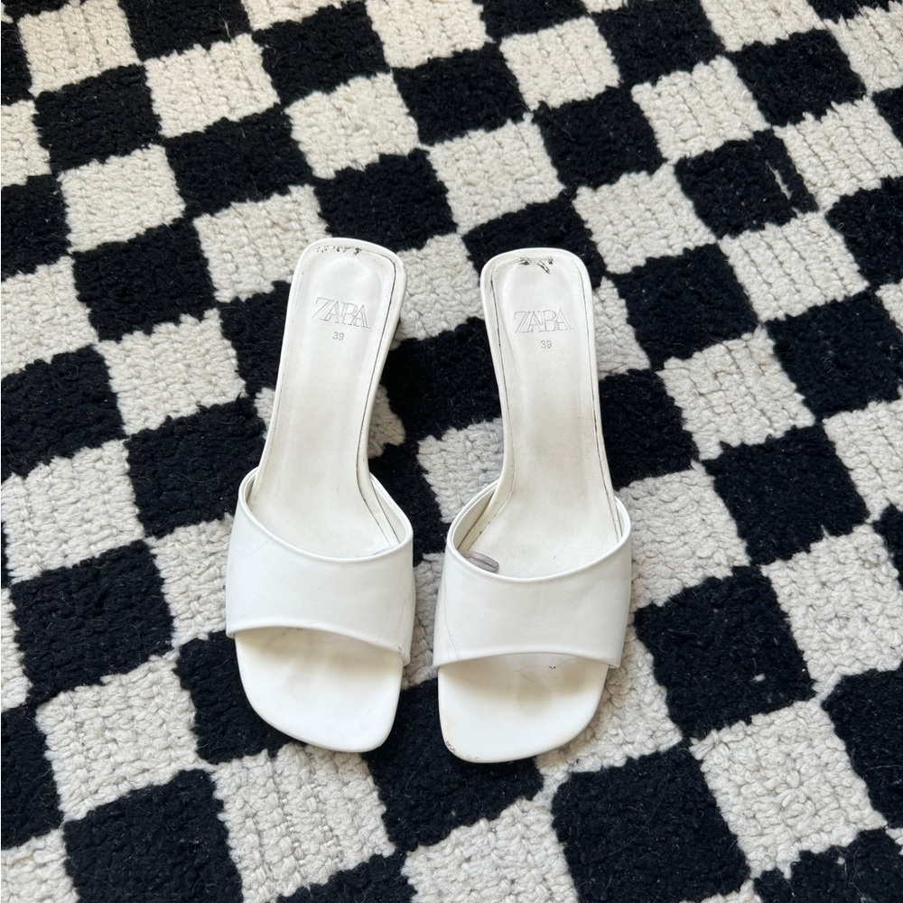 Zara white mules